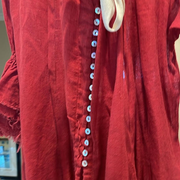 Lorena Lang red linen poet blouse - Picture 5 of 11